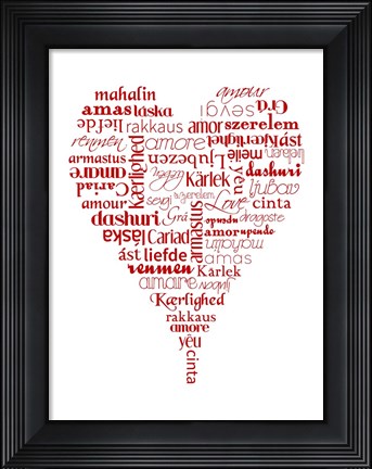 Framed Translation of Love (white) Print
