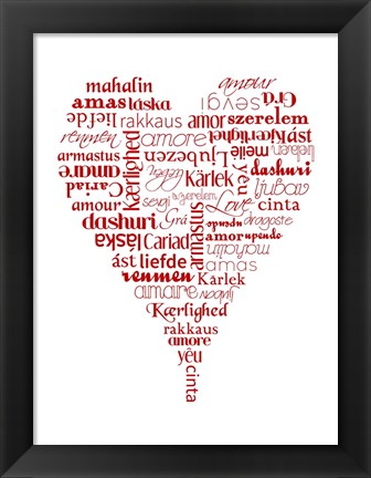 Framed Translation of Love (white) Print