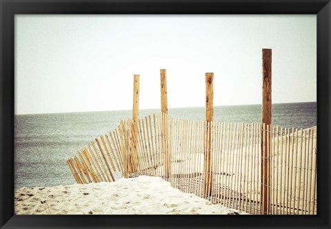 Framed Wooden Beach Fence Print