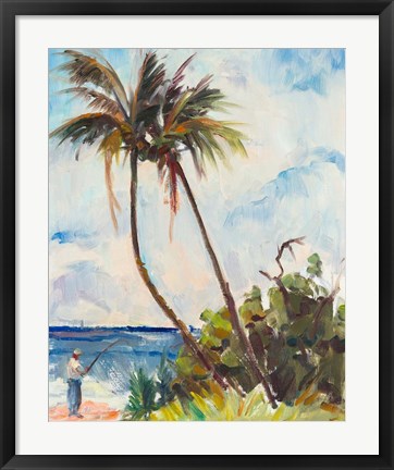 Framed Fishing under Palms Print