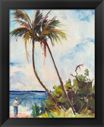 Framed Fishing under Palms Print