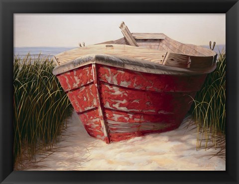 Framed Red Boat Print