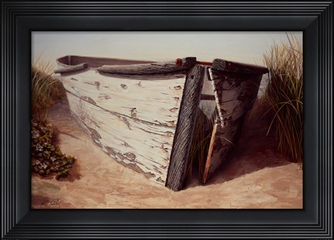 Framed White Boat II Print