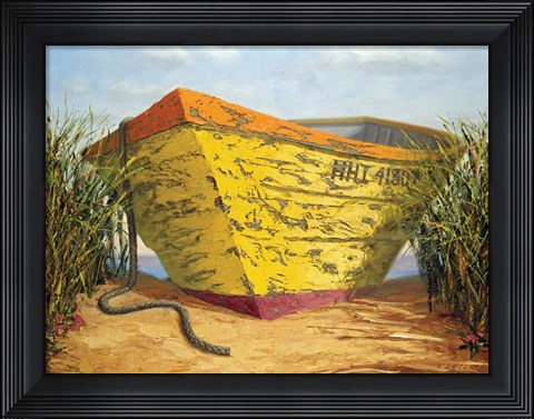 Framed Yellow and Orange Rowboat Print