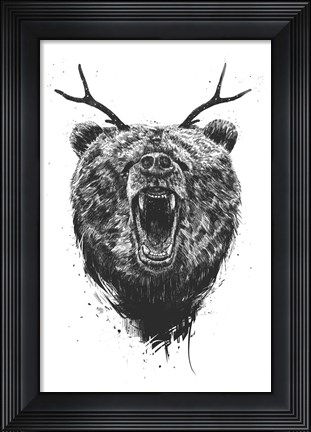 Framed Angry Bear With Antlers Print