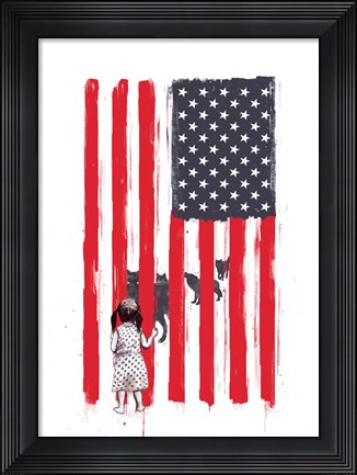 Framed Little Girl and Wolves Print
