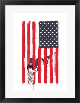 Framed Little Girl and Wolves Print
