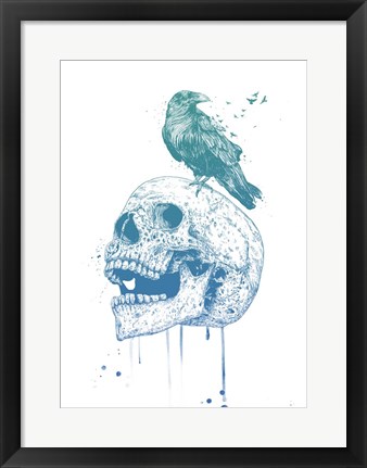 Framed New Skull (Blue) Print