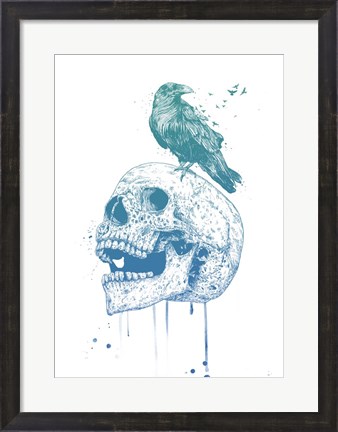 Framed New Skull (Blue) Print