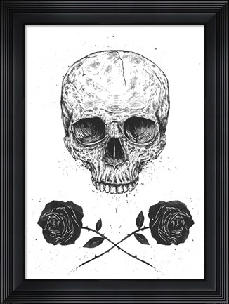 Framed Skull N Roses Print