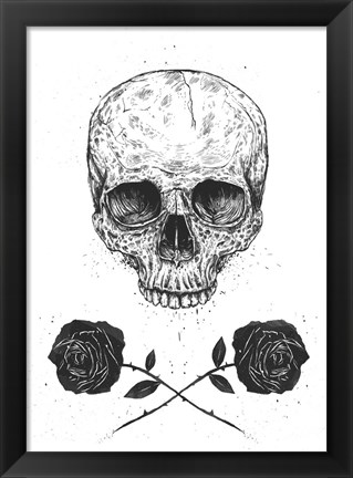 Framed Skull N Roses Print