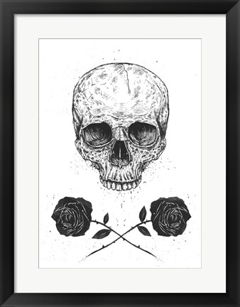 Framed Skull N Roses Print