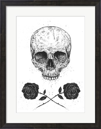 Framed Skull N Roses Print