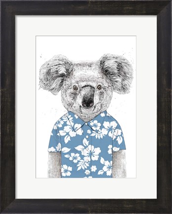 Framed Summer Koala (Blue) Print