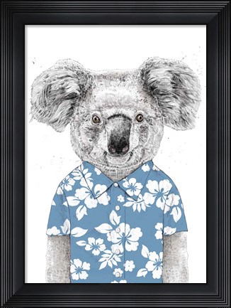 Framed Summer Koala (Blue) Print