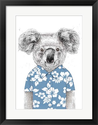 Framed Summer Koala (Blue) Print