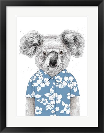 Framed Summer Koala (Blue) Print