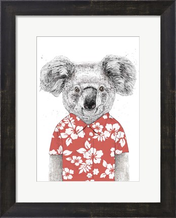 Framed Summer Koala (Red) Print