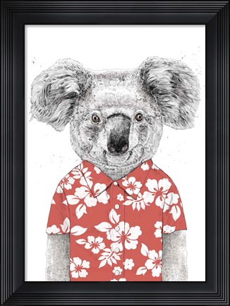 Framed Summer Koala (Red) Print