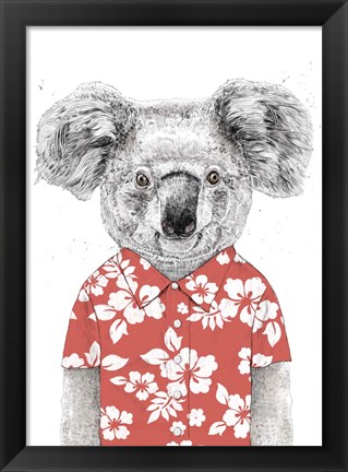 Framed Summer Koala (Red) Print