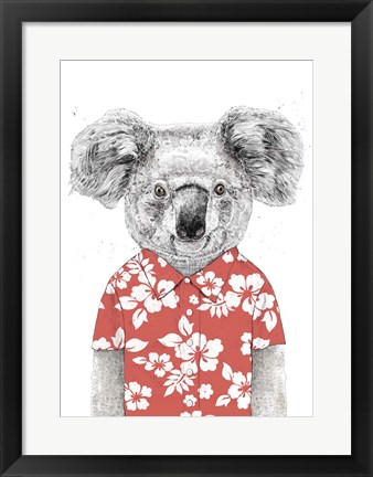 Framed Summer Koala (Red) Print