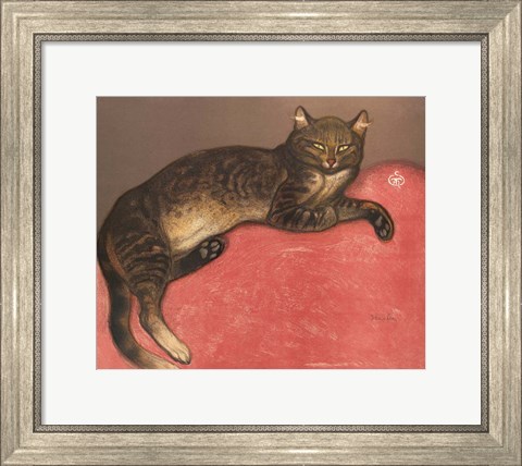 Framed Cat on a Cushion Print