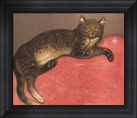 Framed Cat on a Cushion Print