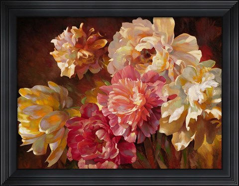 Framed Peonies in Pastel Print