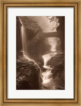 Framed Waterfall on a Rainy Day Print