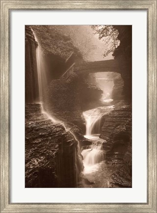 Framed Waterfall on a Rainy Day Print