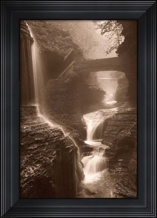 Framed Waterfall on a Rainy Day Print