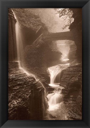 Framed Waterfall on a Rainy Day Print