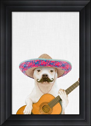 Framed Dog Guitarist Print