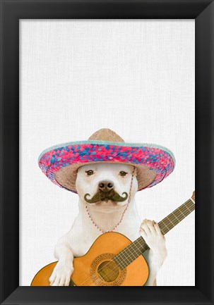 Framed Dog Guitarist Print