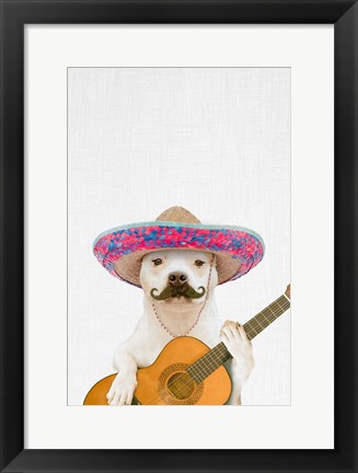 Framed Dog Guitarist Print