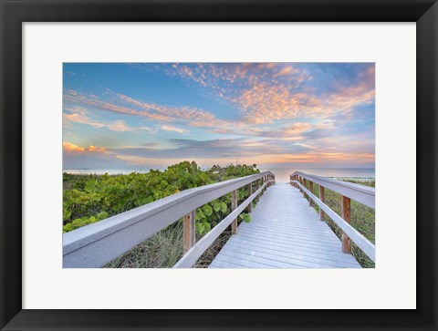 Framed Walk To Sunset Beach Print