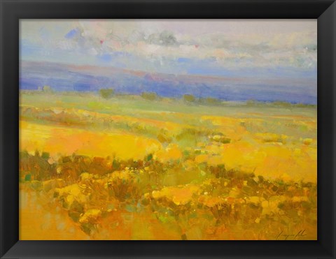 Framed Field of Yellow Flowers Print