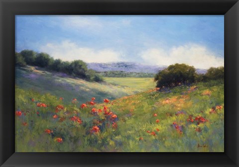 Framed Poppies with a View Print