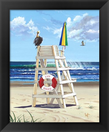 Framed Pelican Perch Print