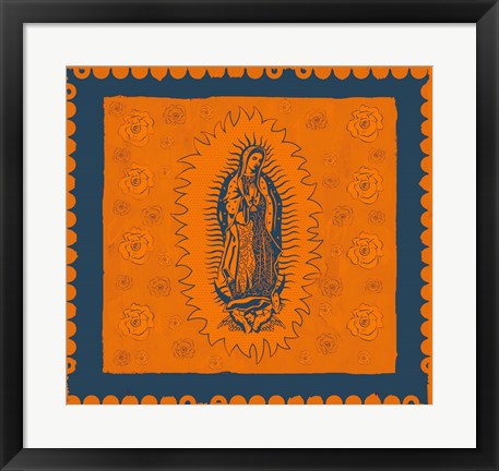 Framed Orange and Blue Mary Print