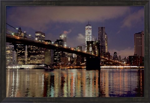 Framed Brooklyn Bridge at Dawn Print