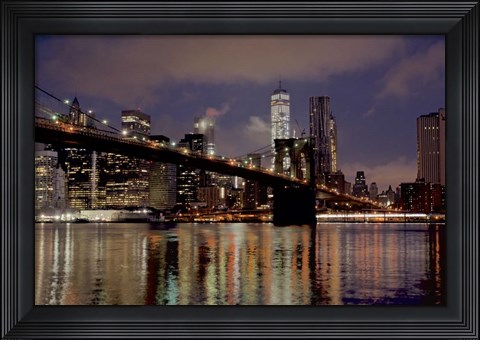 Framed Brooklyn Bridge at Dawn Print