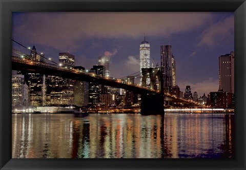 Framed Brooklyn Bridge at Dawn Print