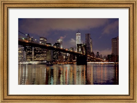 Framed Brooklyn Bridge at Dawn Print