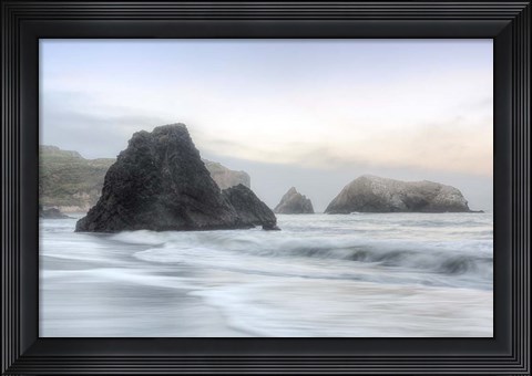 Framed Crescent Beach Waves 1 Print