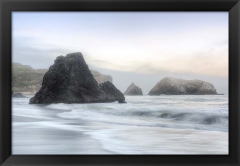 Framed Crescent Beach Waves 1 Print