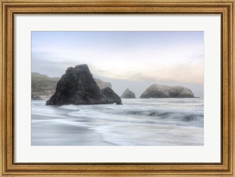 Framed Crescent Beach Waves 1 Print