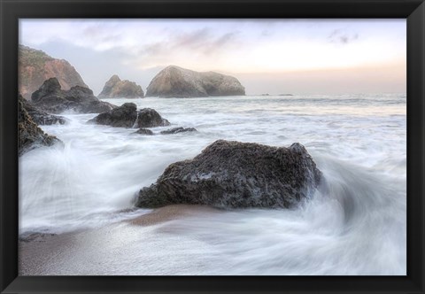 Framed Crescent Beach Waves 2 Print