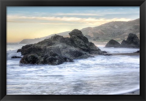 Framed Crescent Beach Waves 4 Print