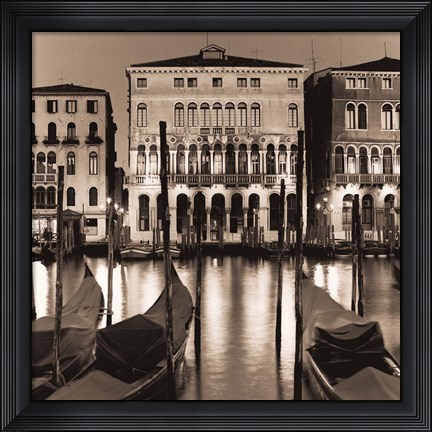 Framed Il Gran Canale di Notte Print
